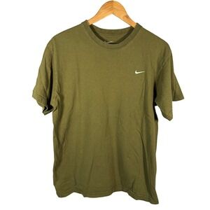Nike Loose Fit Short Sleeve T-Shirt Olive Green Embroidered Swoosh Small Mens